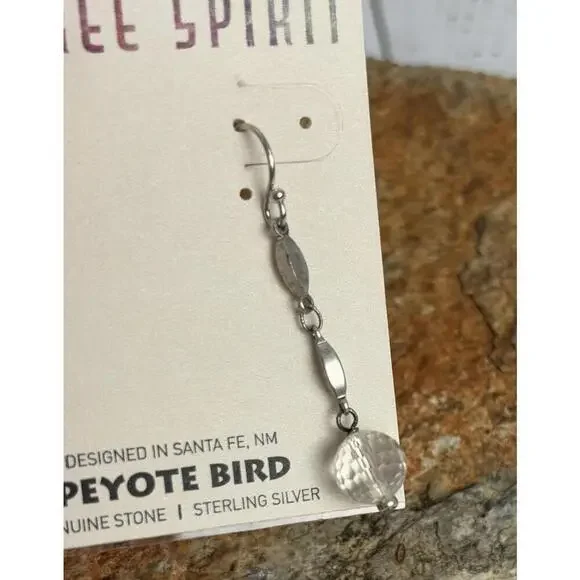Peyote Bird Faceted Crystal Sterling Dangle Earrings J020